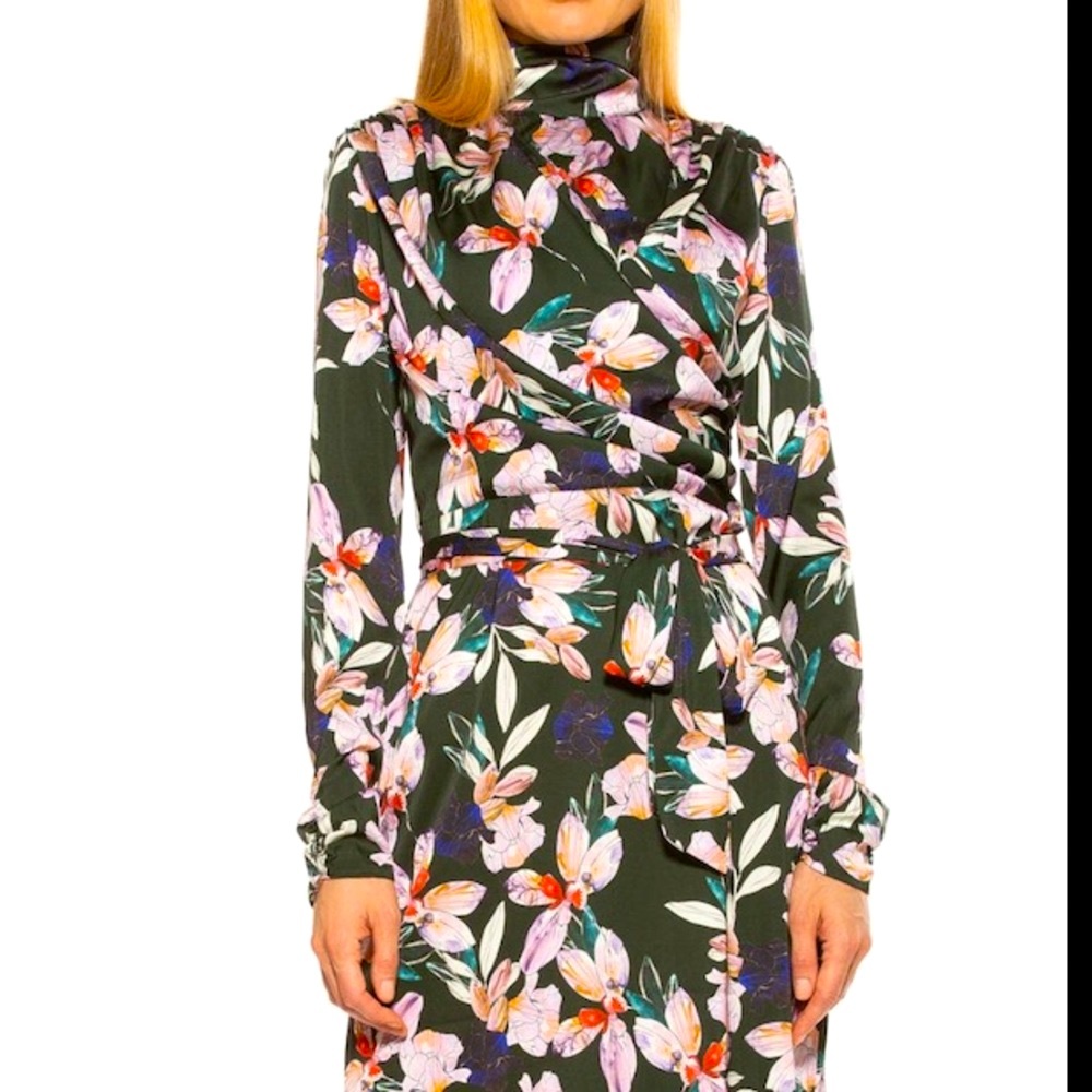 Alexia Admor emerald floral midi dress